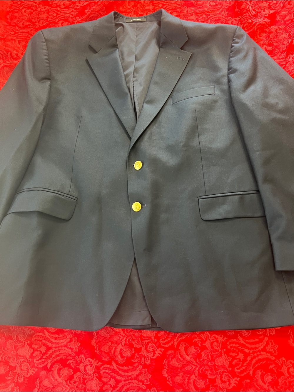 Ralph Lauren Lauren Wool Blazer Men's 48R Navy Blue Gold Button Sport Coat